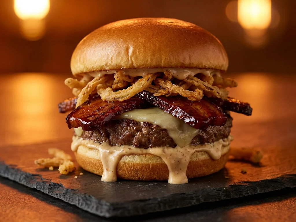 Burger Smack: doble rubia gallega, doble bacon y doble cheddar en brioche